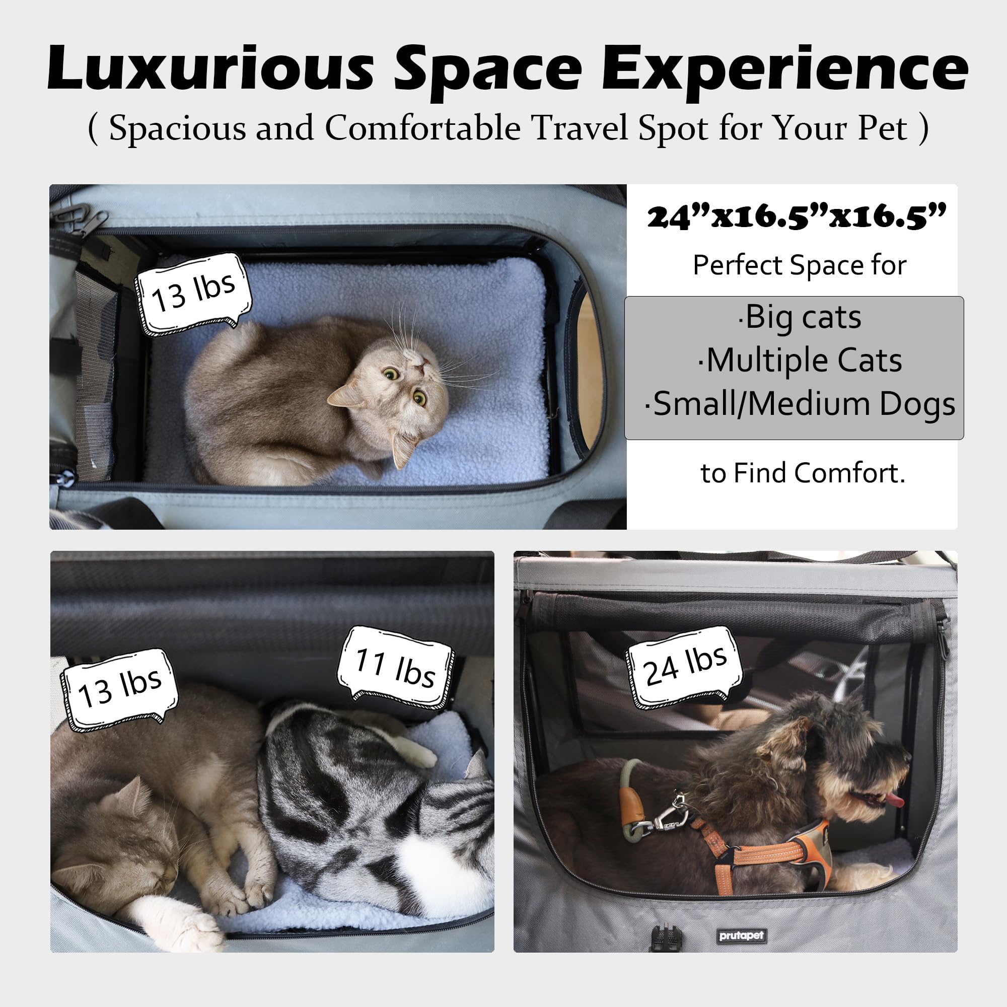 Prutapet intérieur spacieux avec coussin doux pour confort