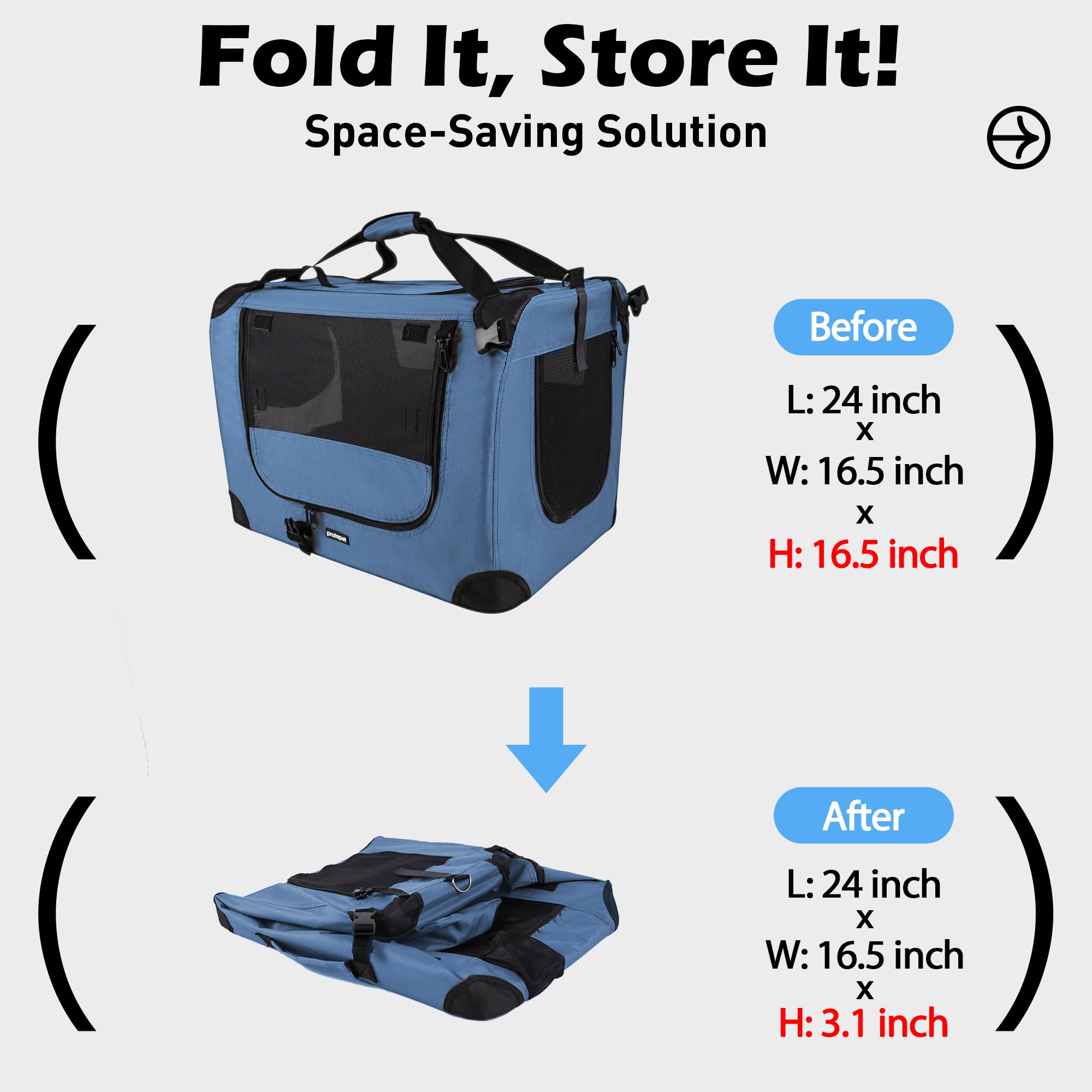 Prutapet plié et compact facilitant rangement et transport
