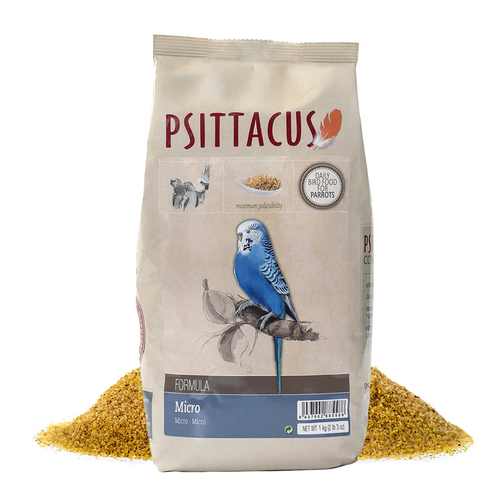 Psittacus emballage avant affichant 1 kg et qualité non-OGM pour confiance