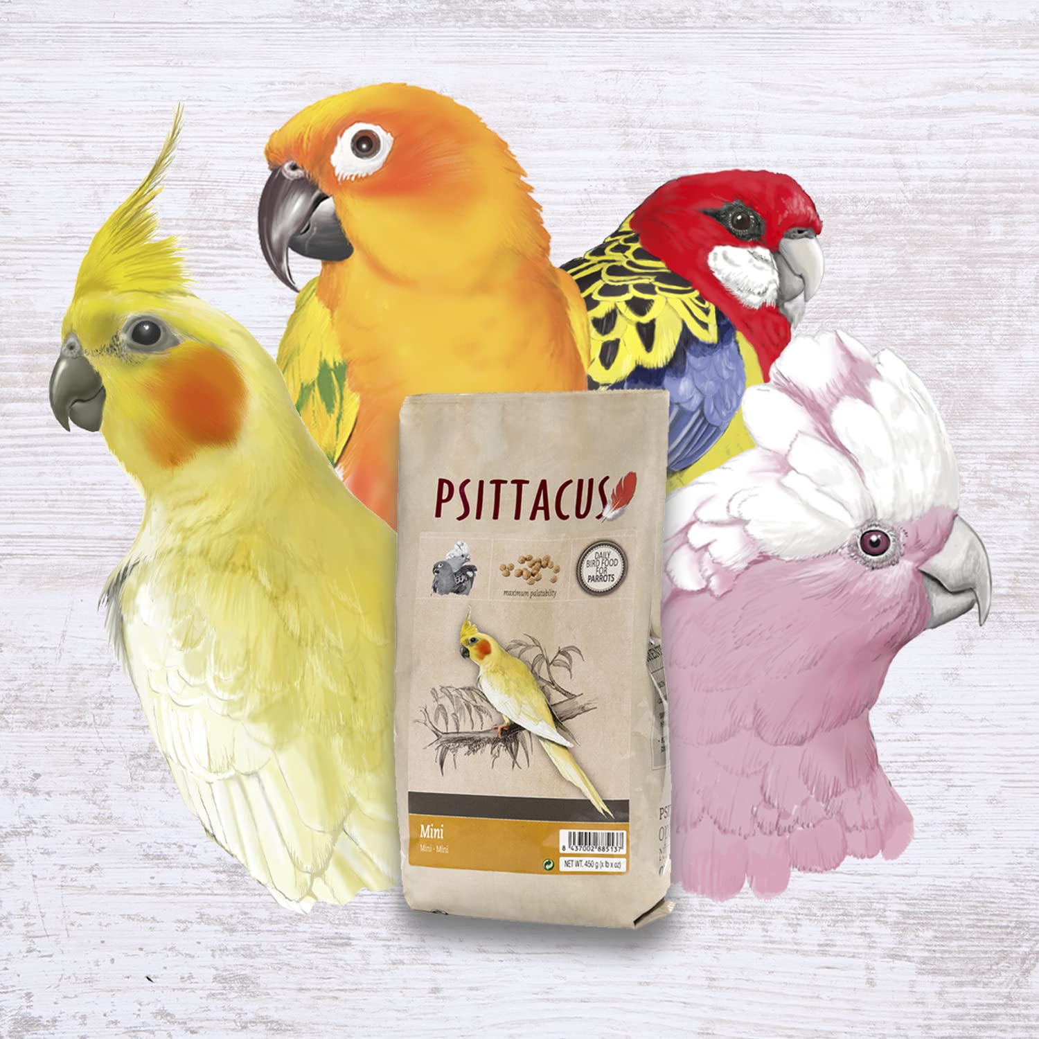 Portion de Psittacus Mini sur balance, bénéfice contrôle précis des rations