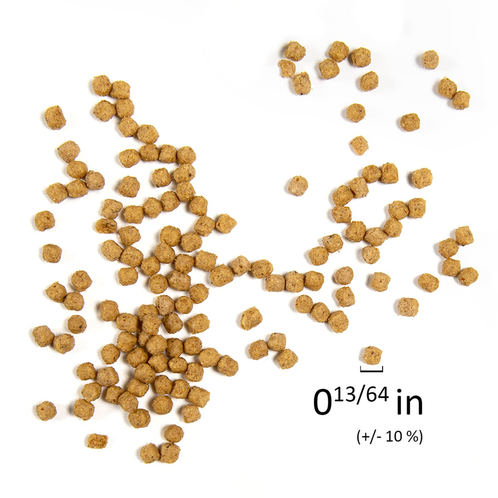 Comparaison taille paquet 450 g Psittacus Mini sur table, bénéfice visualisation quantité