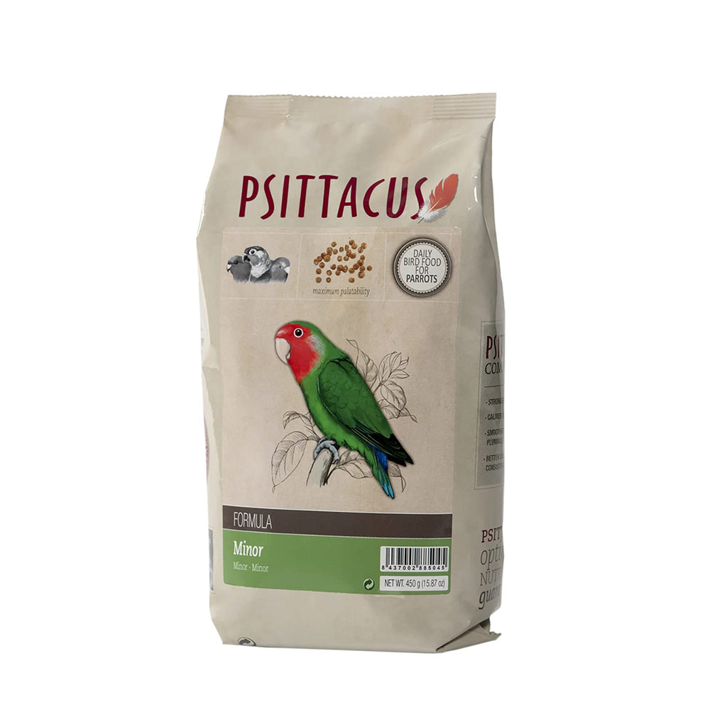 Psittacus Minor face de l'emballage montrant marque et format pratique