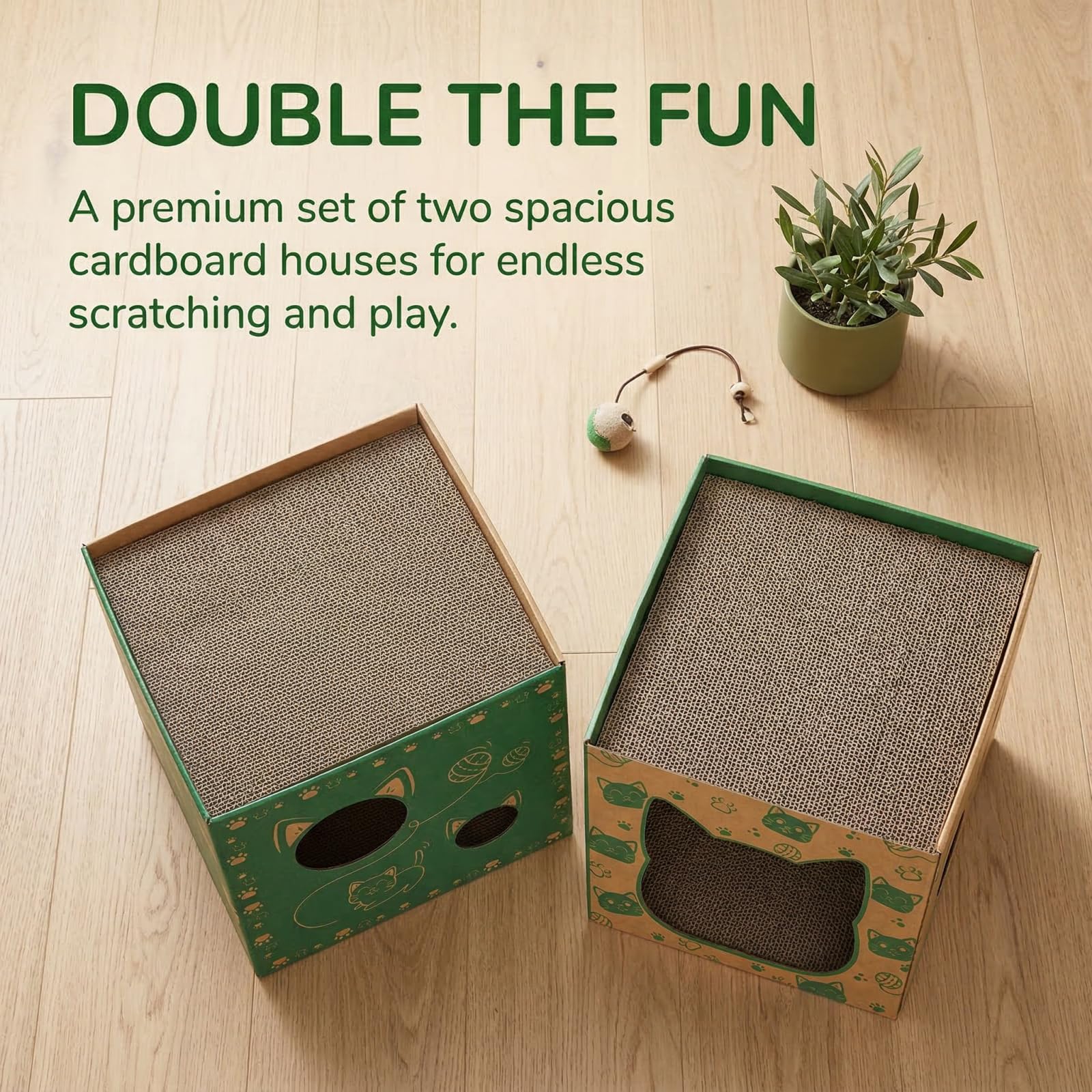 Pumtus pack de deux maisons montrant double cachette pour plusieurs chats
