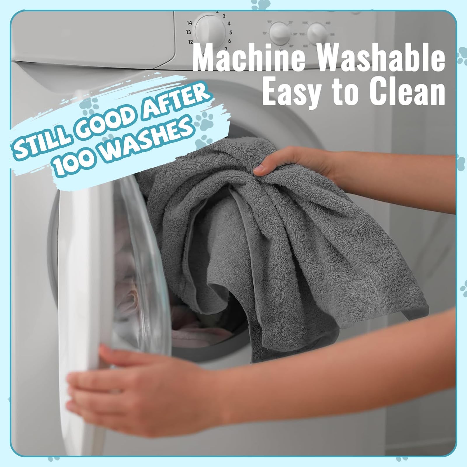 Puomue lavage et entretien démontrant lavable en machine sans peluches