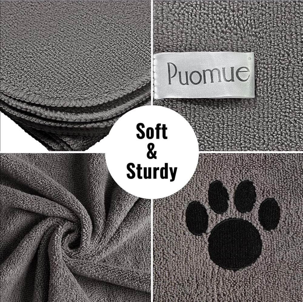 Puomue texture gros plan soulignant microfibre douce et absorption rapide