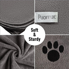 Puomue texture gros plan soulignant microfibre douce et absorption rapide