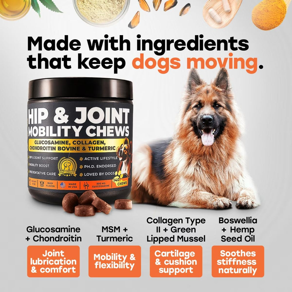 Paume tenant chews Pup Choice, illustre taille pratique et administration quotidienne