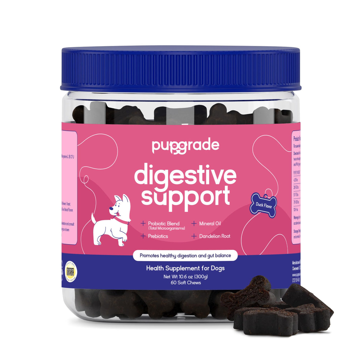 PupGrade pot Digestive Support face avant montrant emballage et quantité