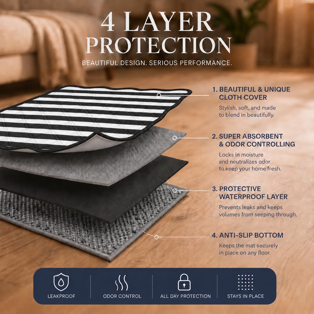PUPIBOO intégré au salon design discret et protection des sols