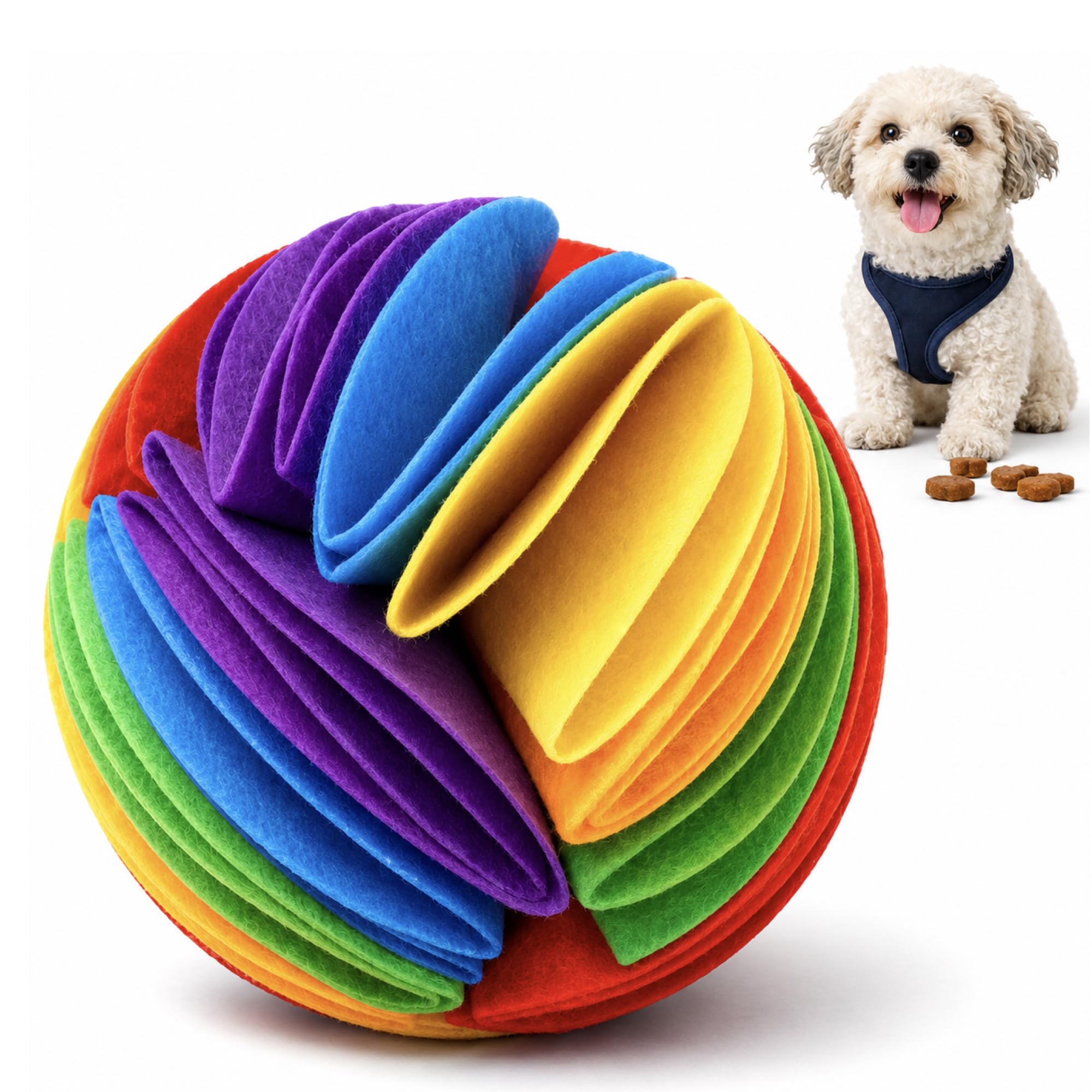 PUPIO balle pliable vue de face montrant couleurs et design, favorise jeu interactif