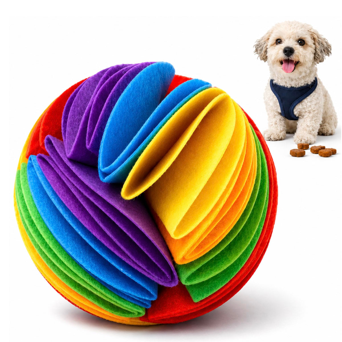 PUPIO balle pliable vue de face montrant couleurs et design, favorise jeu interactif