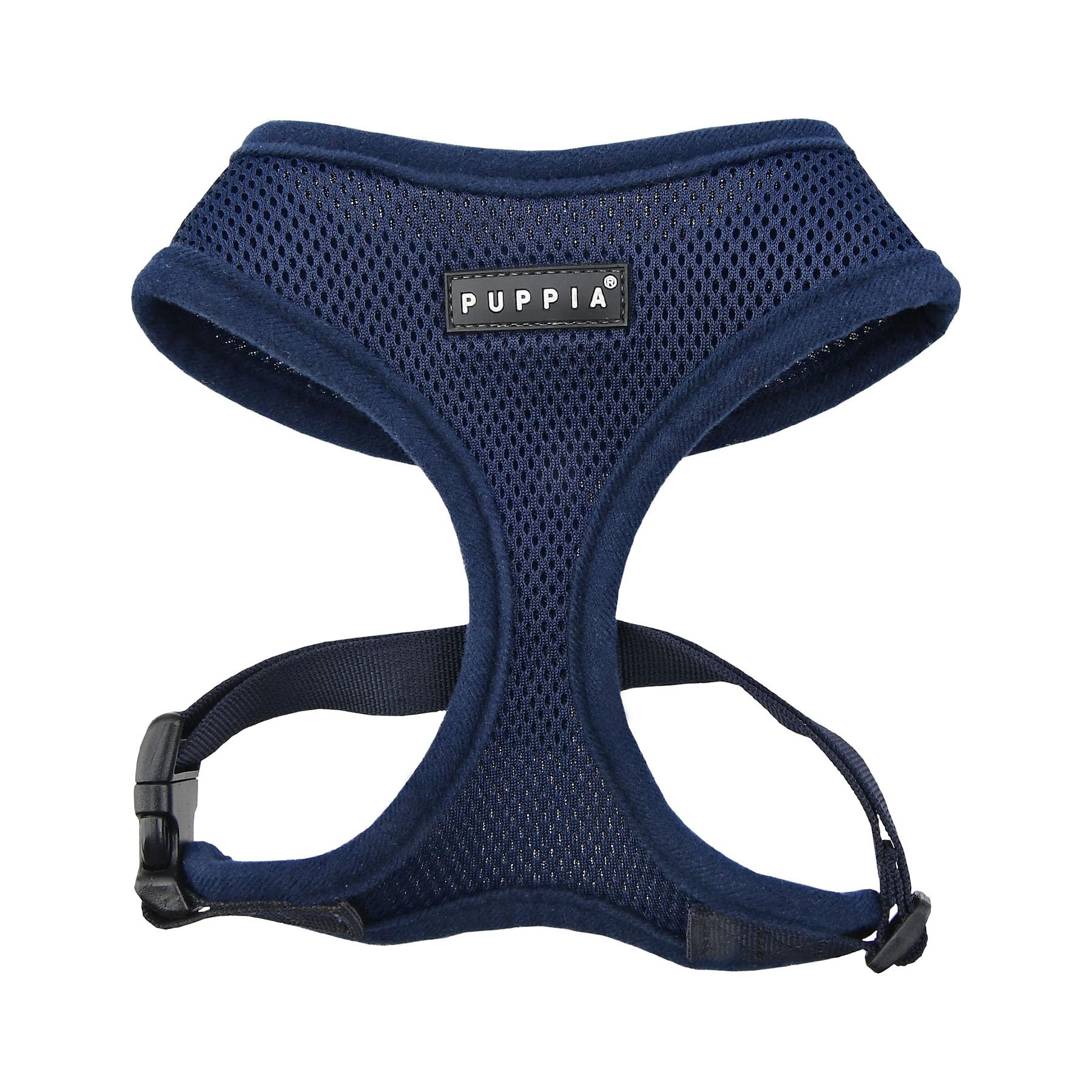 Puppia harnais face avant montrant coupe et fermeture rapide pour promenades faciles