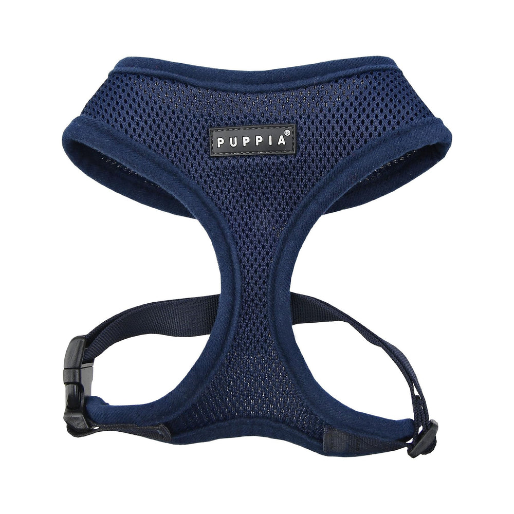Puppia harnais face avant montrant coupe et fermeture rapide pour promenades faciles