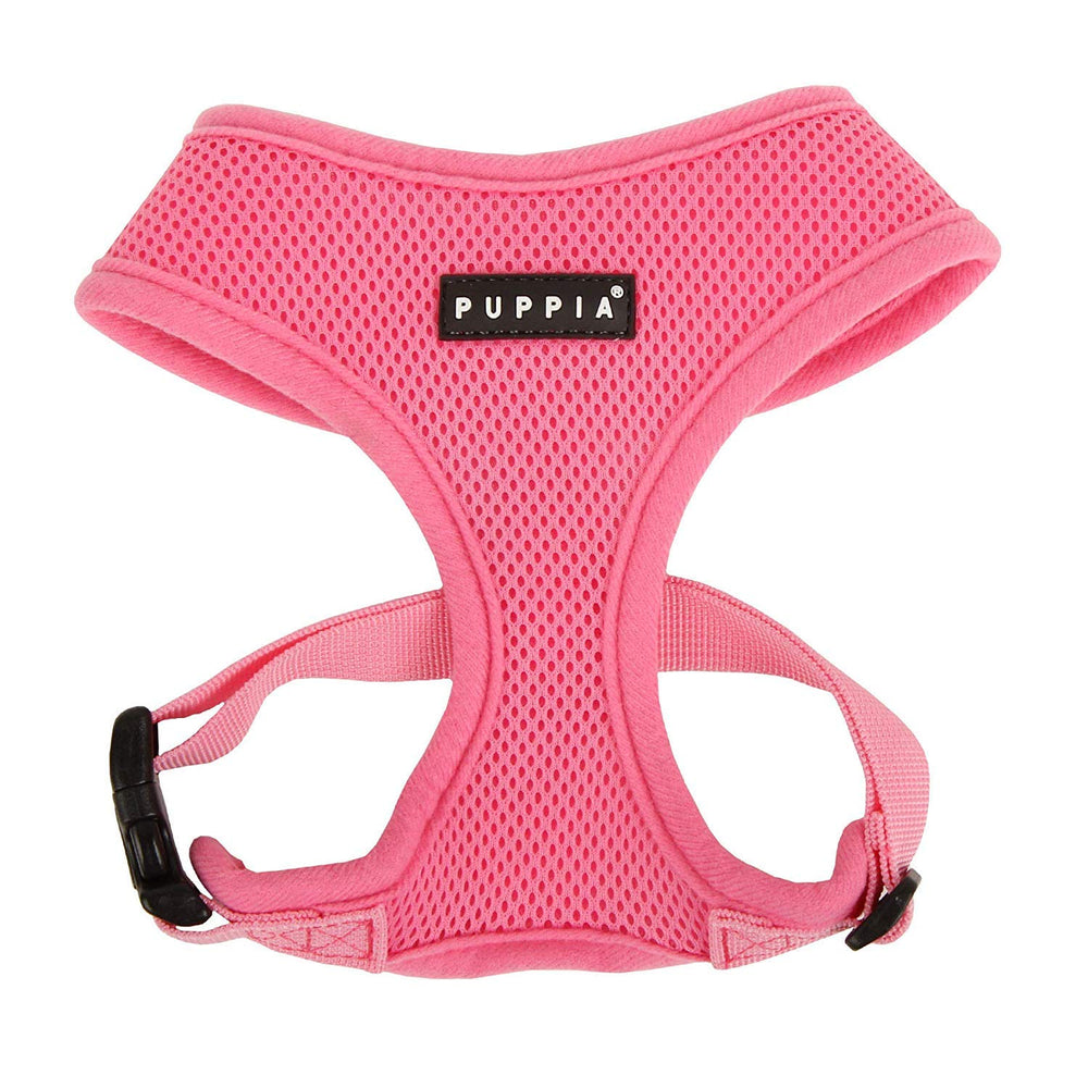 Puppia harnais face rose montrant maintien et confort