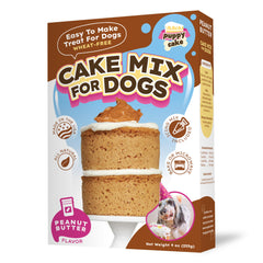 Puppy Cake paquet ouvert révélant la poudre prête à mélanger pour gain de temps