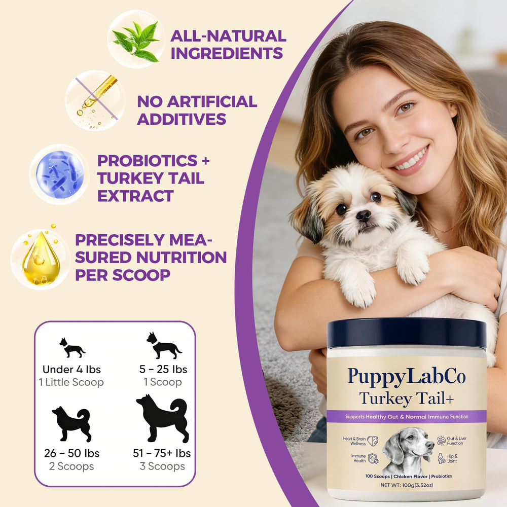 PUPPYLABCO étiquette lisible affichant ingrédients et sans additifs