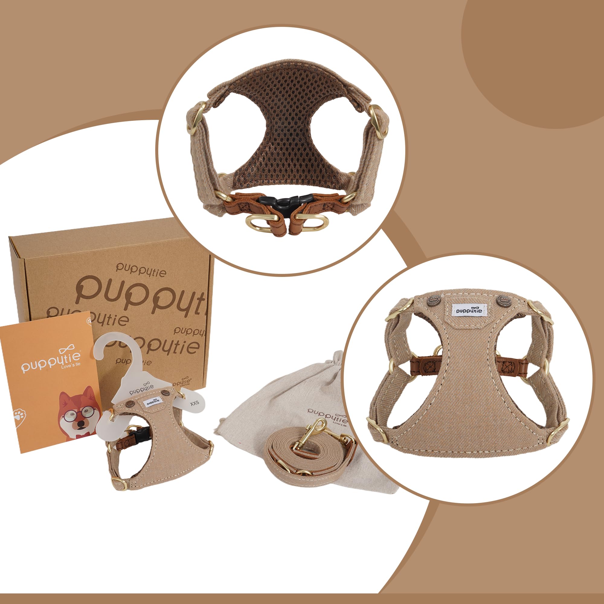 puppytie harnais porté par chiot illustrant maintien sans traction