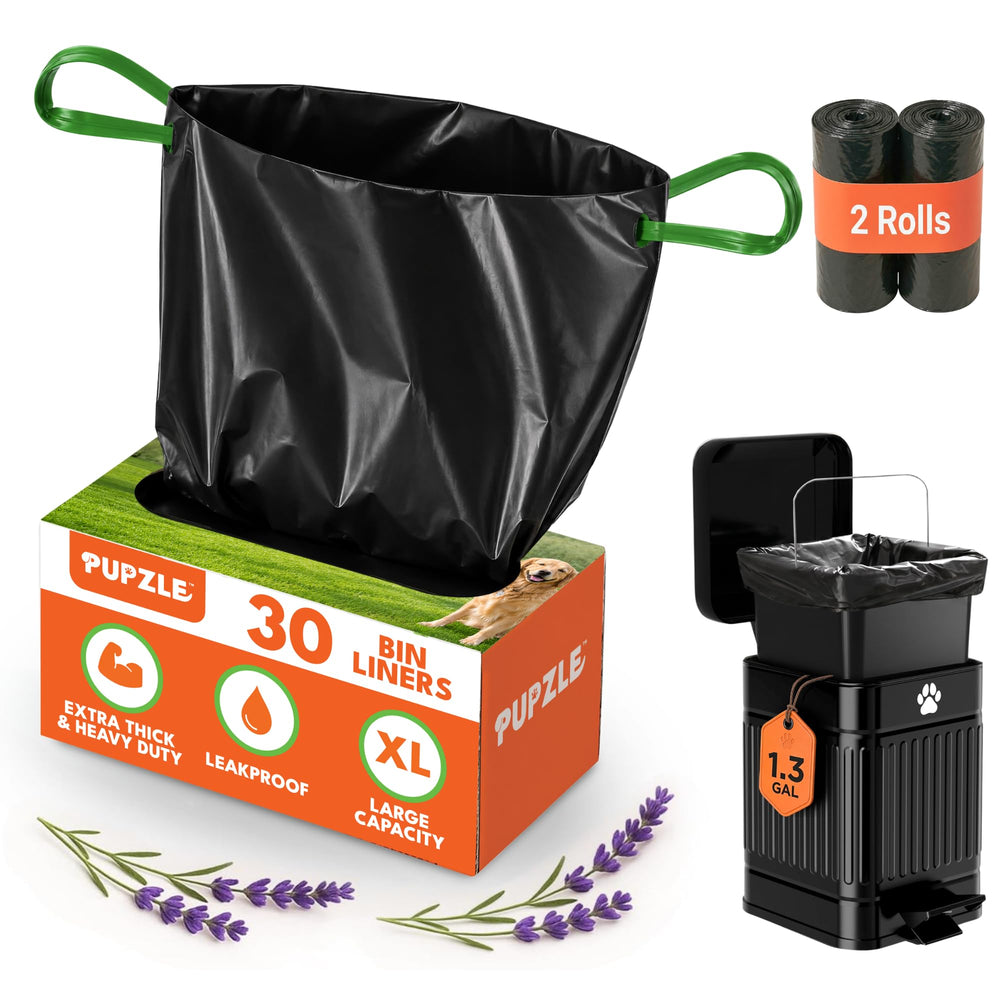 Pupzle vue avant de la boîte distributrice montrant design compact et rangement pratique
