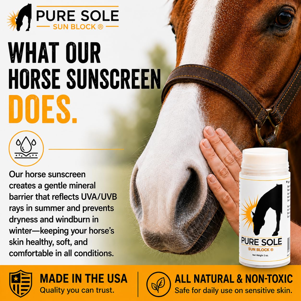 Pure Sole application sur muzzle illustrant pose précise