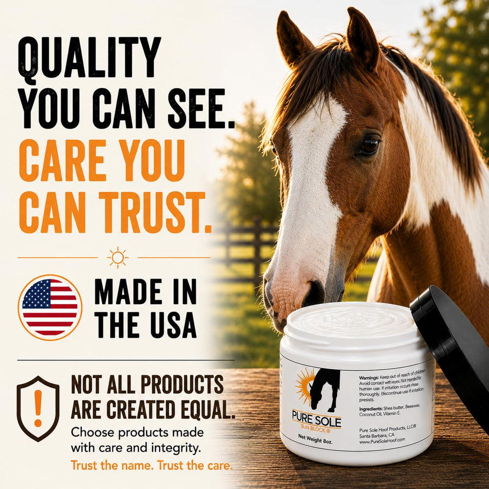Pure Sole pot posé près d'un cheval au pâturage pour protection active