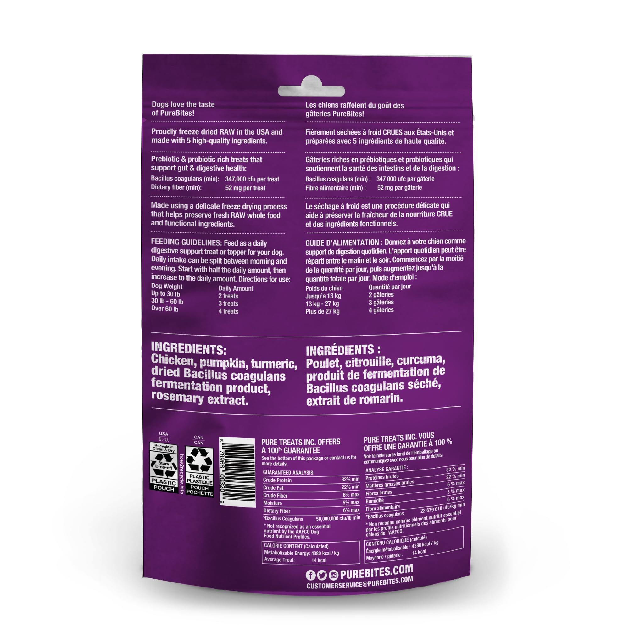 Gros plan PureBites texture lyophilisée conserve saveur et nutriments