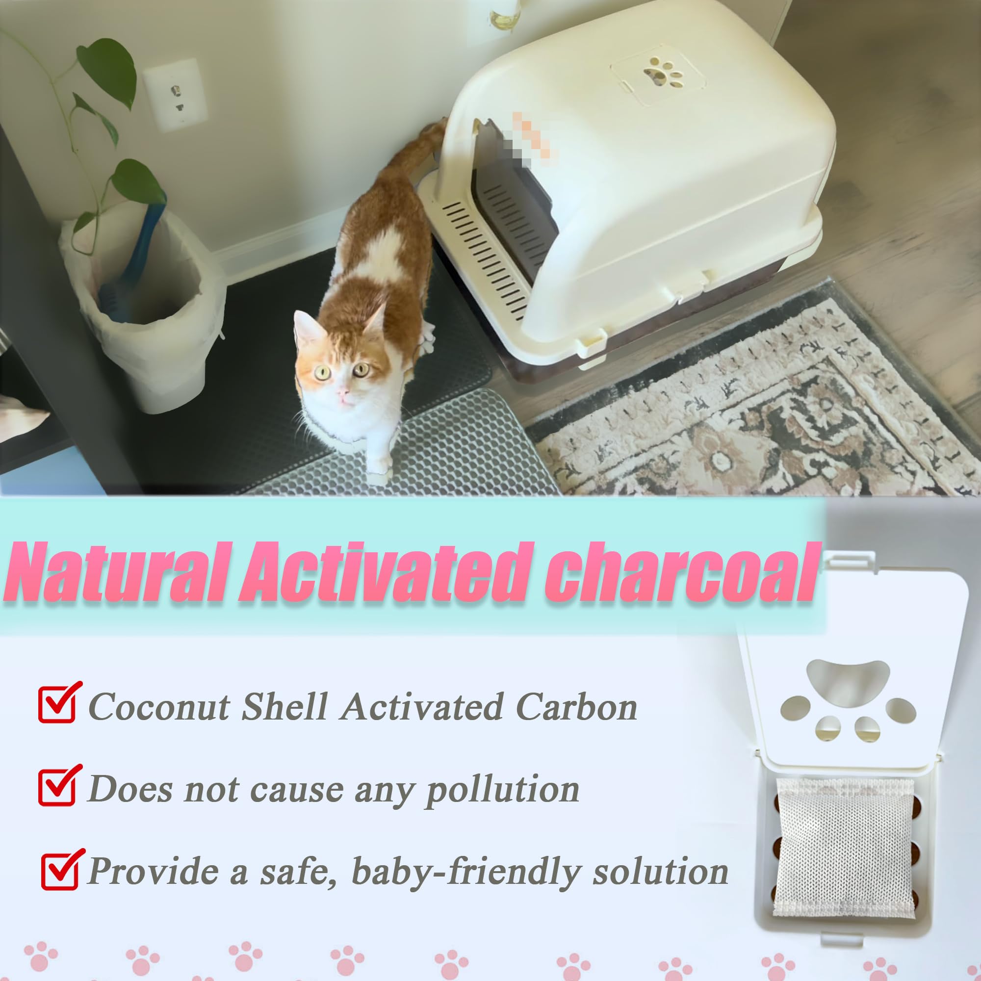 PurifyLogix étiquette matériau indiquant charbon de noix de coco, sécurité naturelle