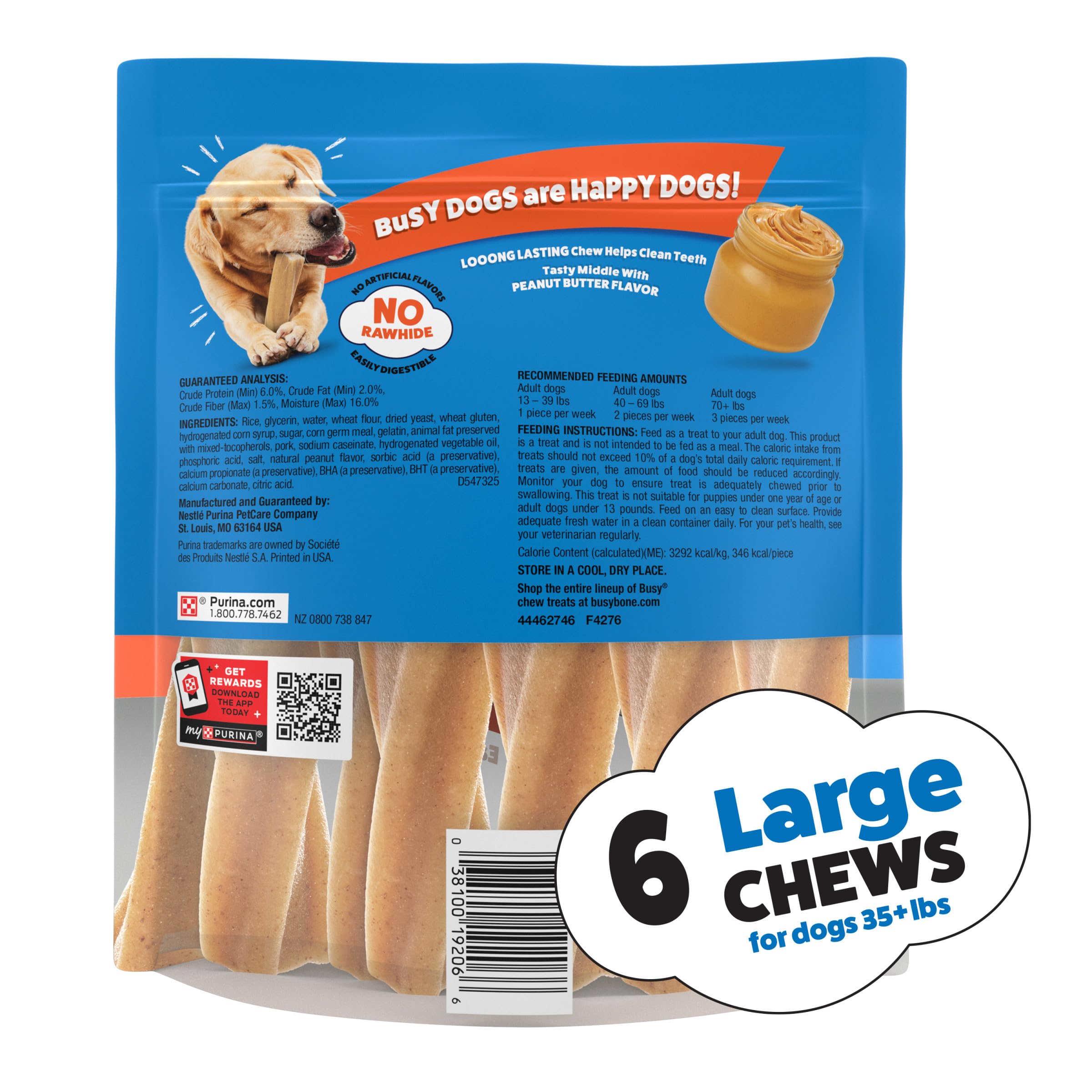 Purina Busy verso de l'emballage avec informations nutritionnelles lisibles