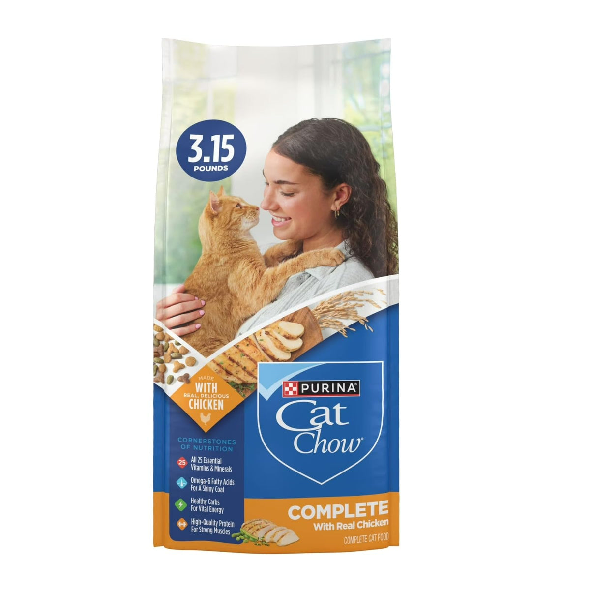 Purina Cat Chow sac 3,5 lb face visible montrant l’emballage pratique