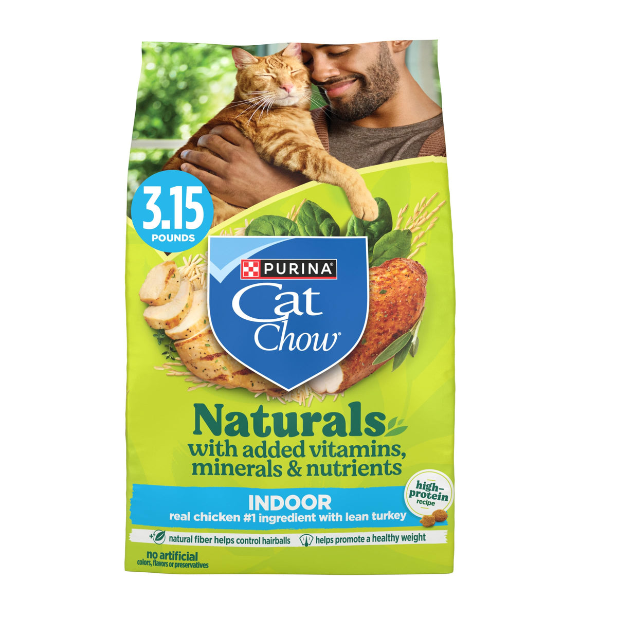 Purina Cat Chow emballage avant montrant bénéfice nutritionnel