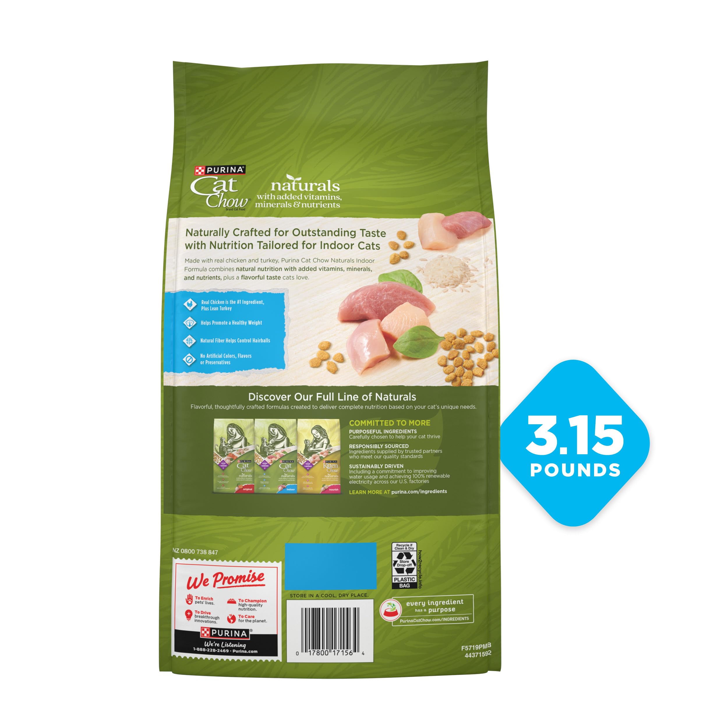 Purina Cat Chow tableau nutrition montrant 25 vitamines et minéraux