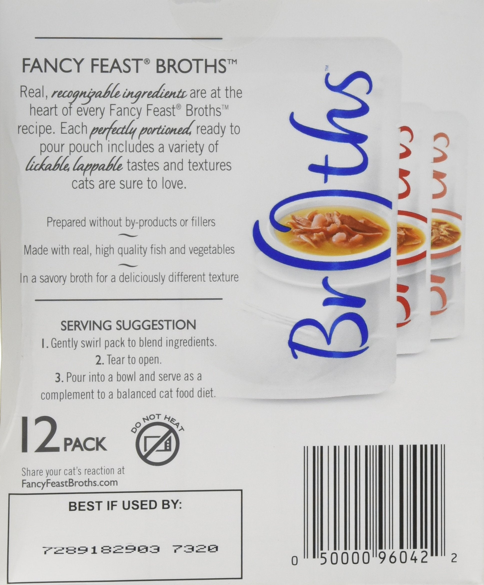 Purina Fancy Feast Broths ingrédients: poisson et légumes réels pour goût naturel