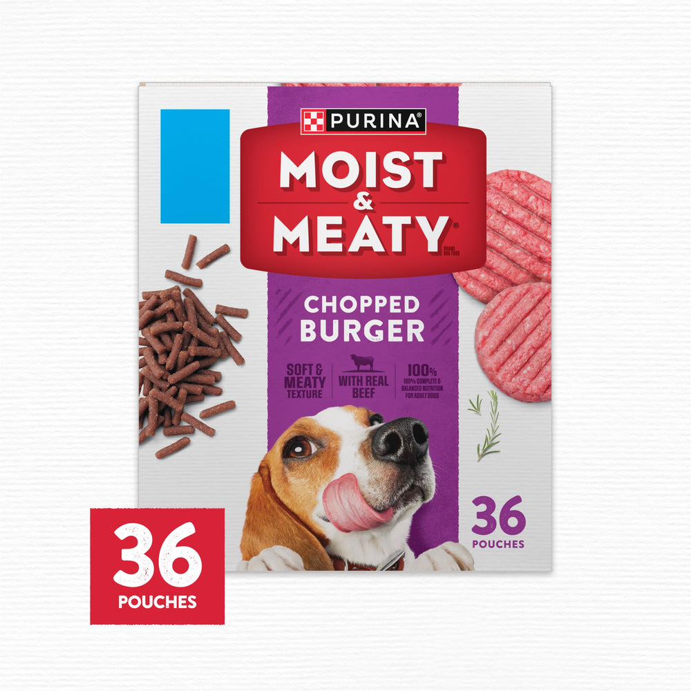 Purina Moist & Meaty piles de sachets, rangement compact et prêt à l'emploi