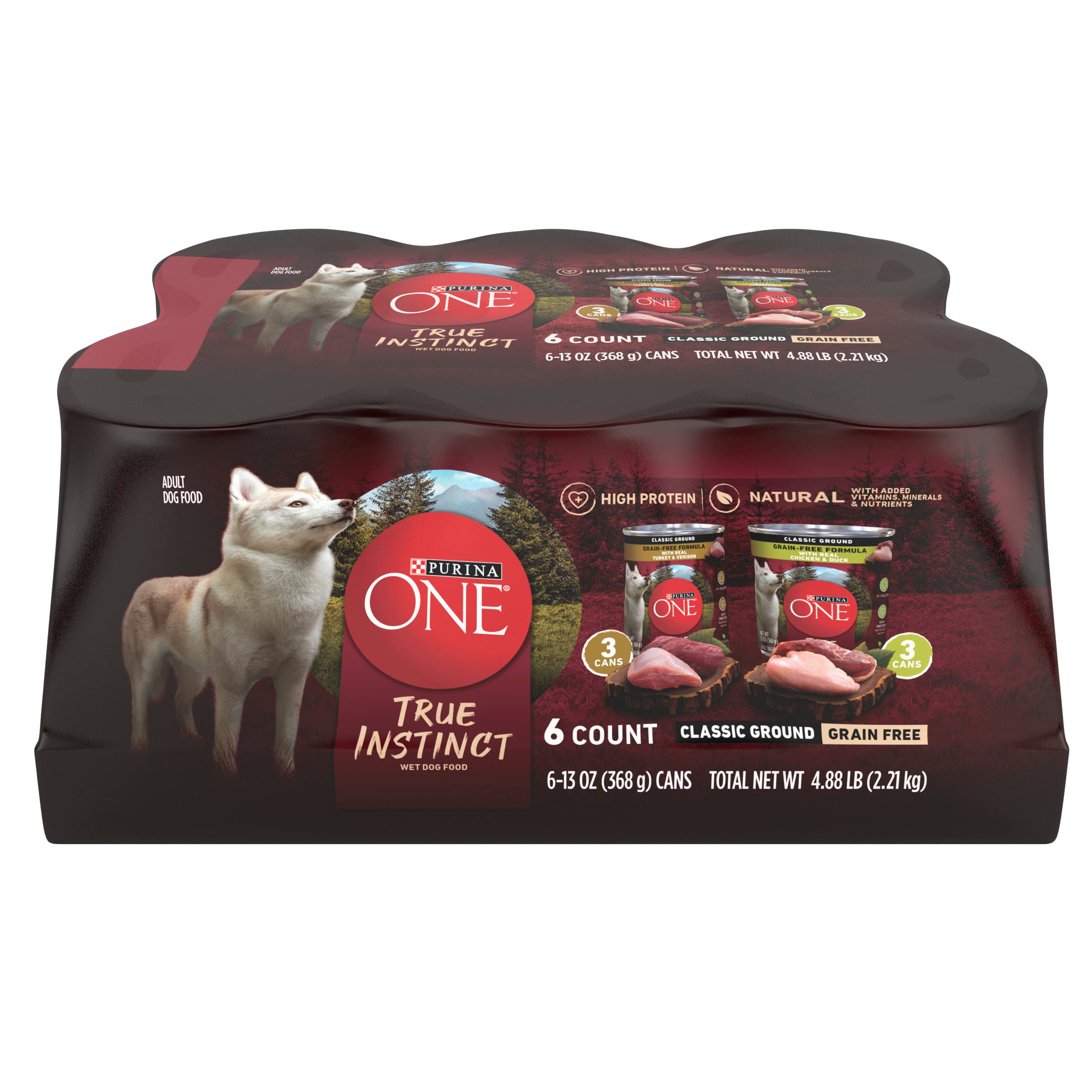 Purina ONE vue avant du pack varié montrant six boîtes, praticité pour repas