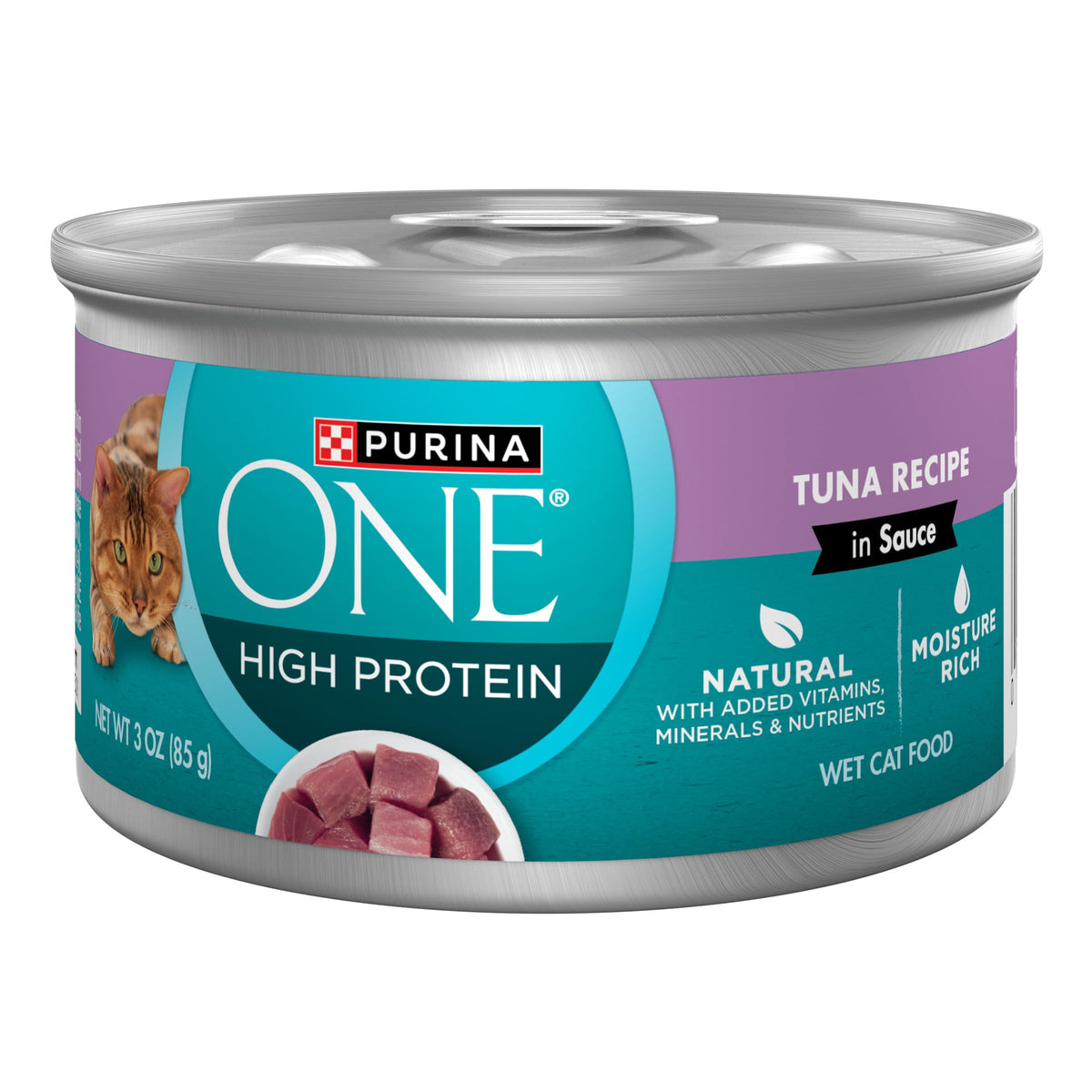 Purina ONE boîte avant montrant l'étiquette et bénéfice nutritionnel