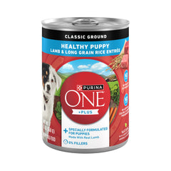 Purina ONE face de la boîte montrant agneau et riz, rassure sur la qualité