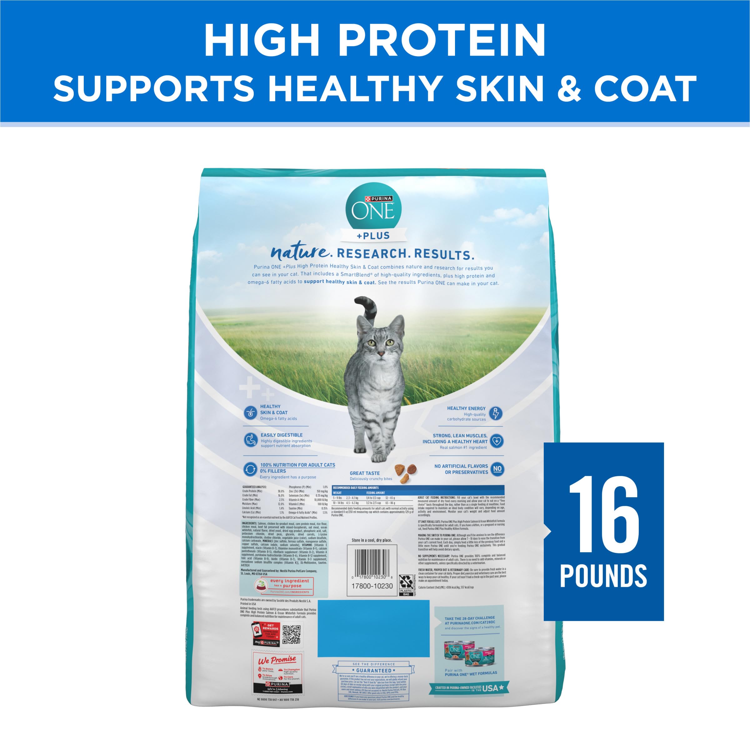 Purina ONE comparaison de taille des croquettes avec règle bénéfice adaptation bouchée