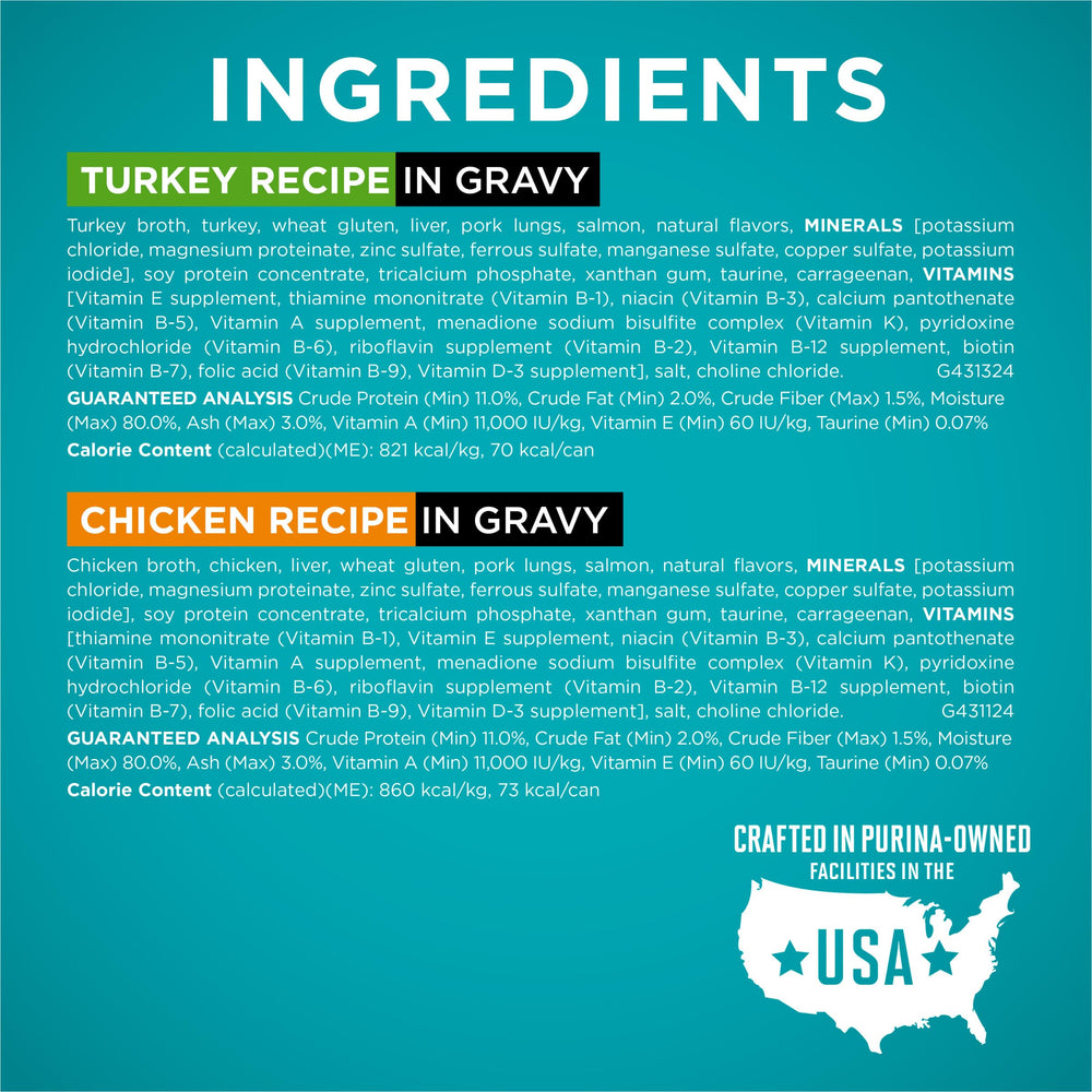 Purina ONE poulet en gravy visible, riche en protéines pour muscles