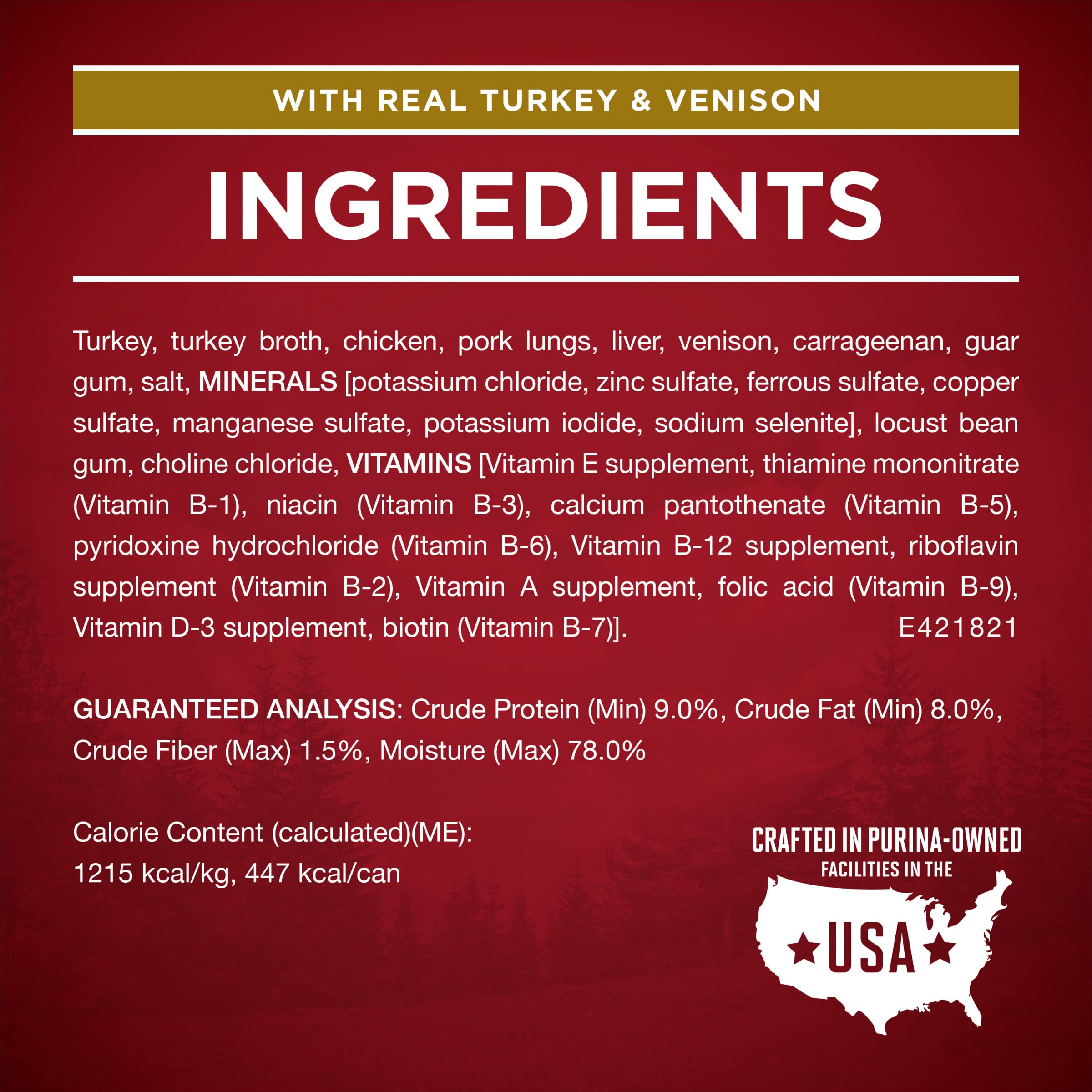 Purina ONE étiquette nutrition claire, informations sur vitamines et minéraux