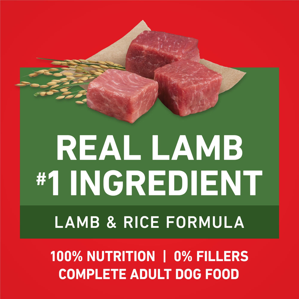 Purina ONE affichage des ingrédients principaux soulignant l'agneau réel
