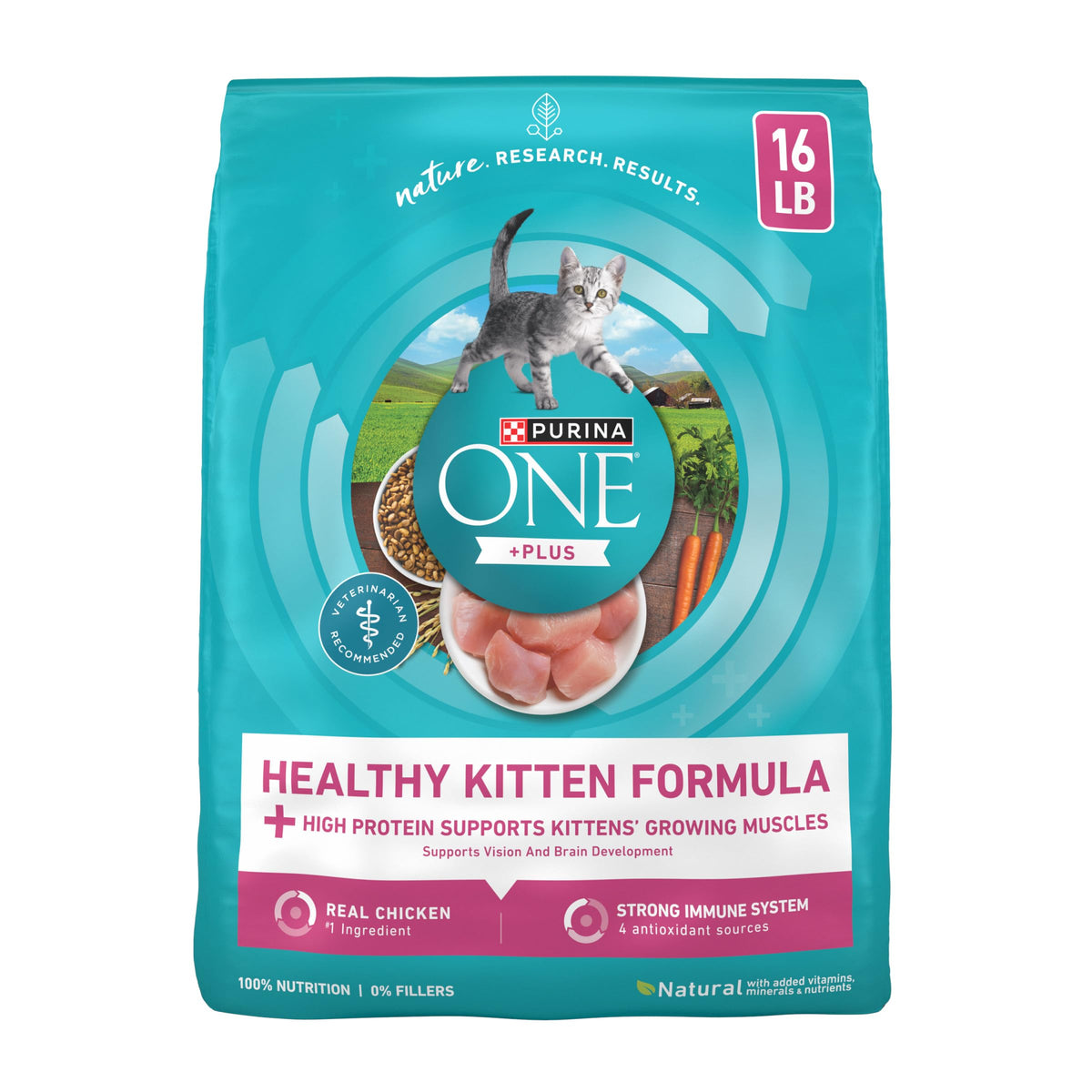 Purina ONE sac 16 lb vu de face montrant le design et bénéfice nutritionnel