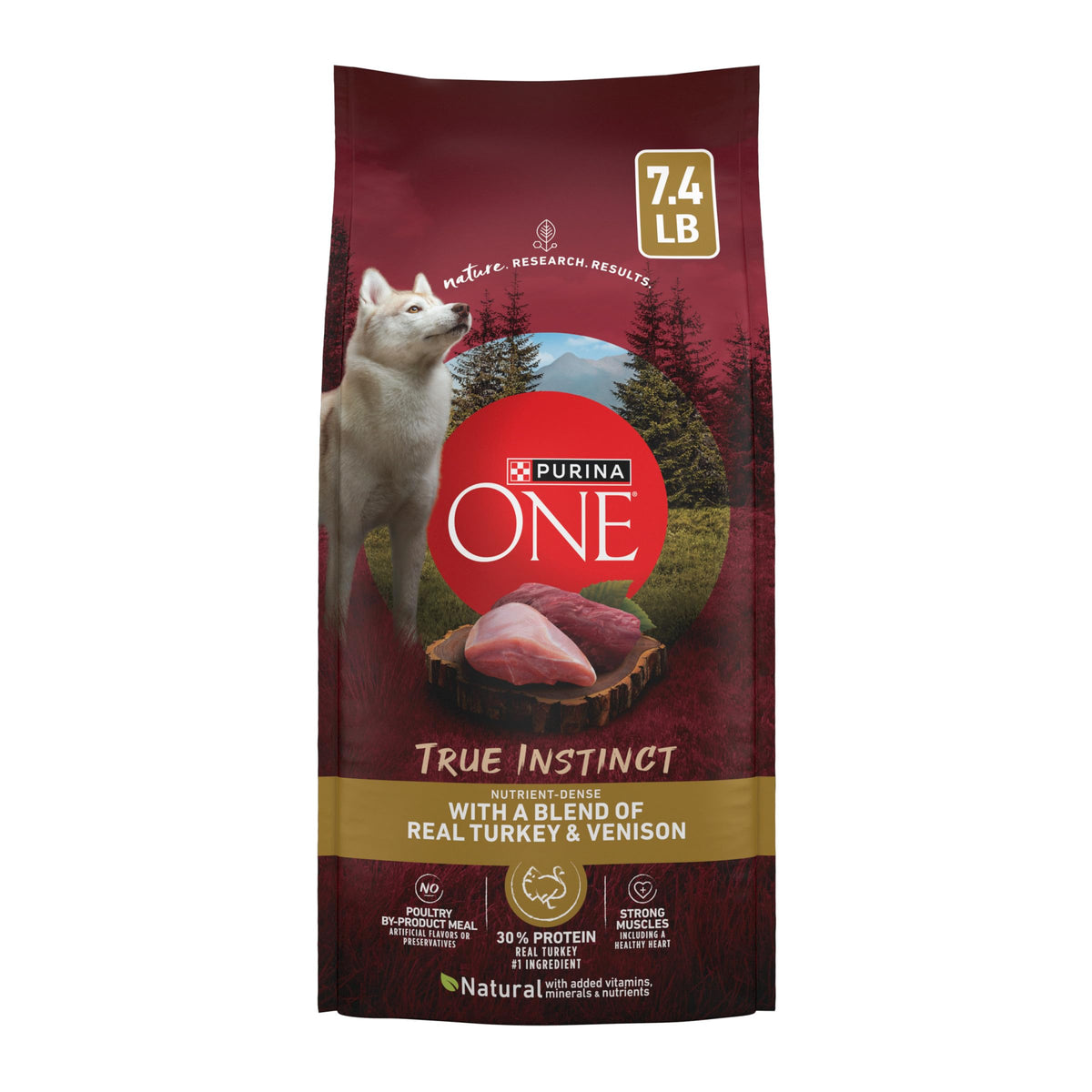 Purina ONE pack face poulet et venaison montrant l'emballage bénéfice nutrition
