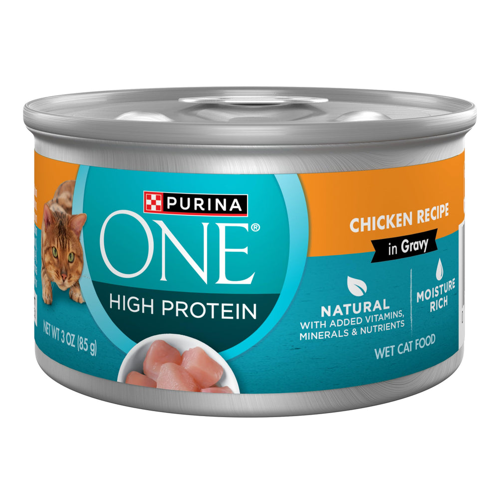 Purina ONE boîte avant-plan montrant l'emballage attrayant et informations claires