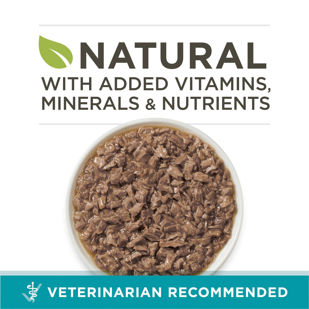 Purina ONE gros plan sur la texture de la pâtée avec morceaux pour appétence accrue