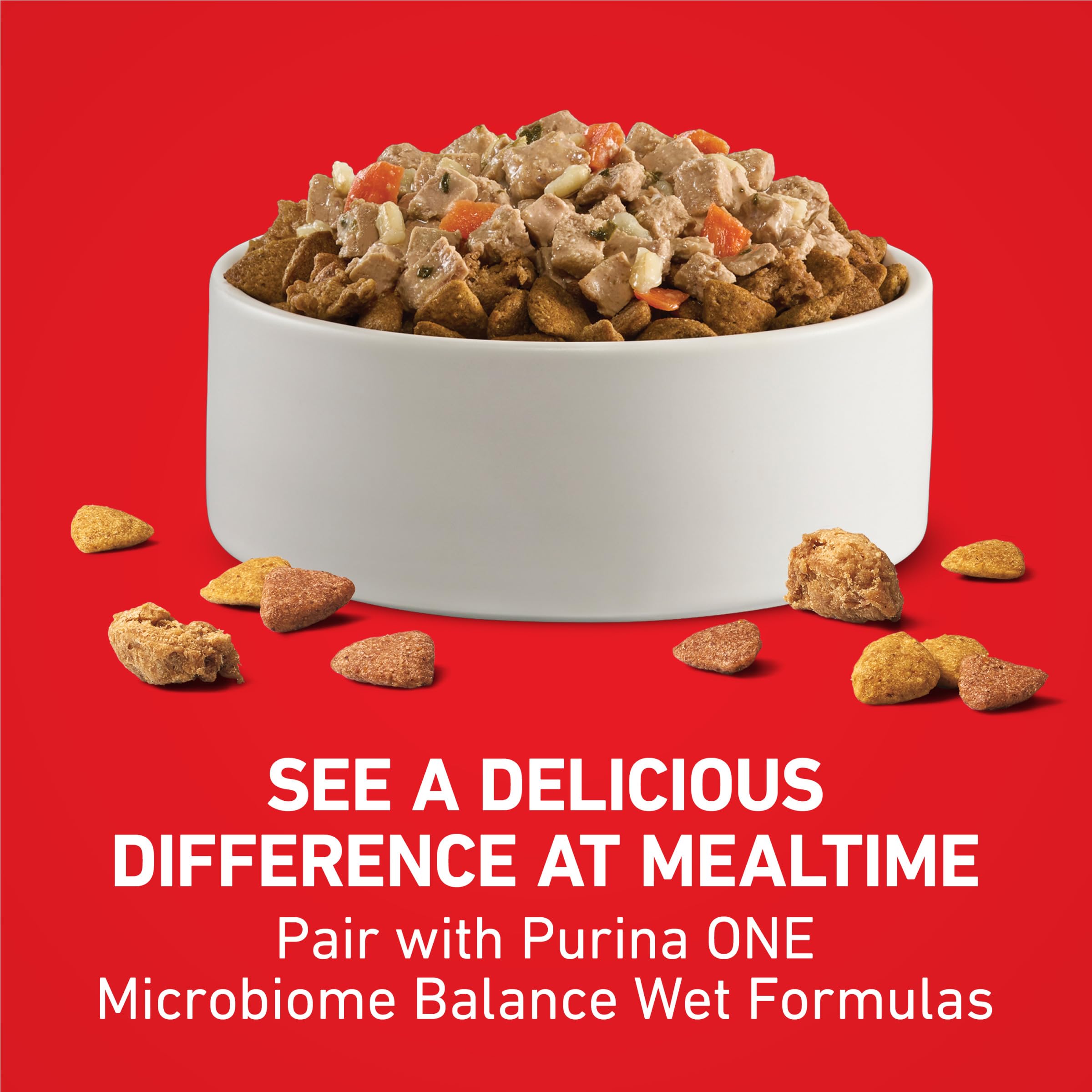 Purina ONE zoom sur mention glucosamine pour soutien articulaire et mobilité