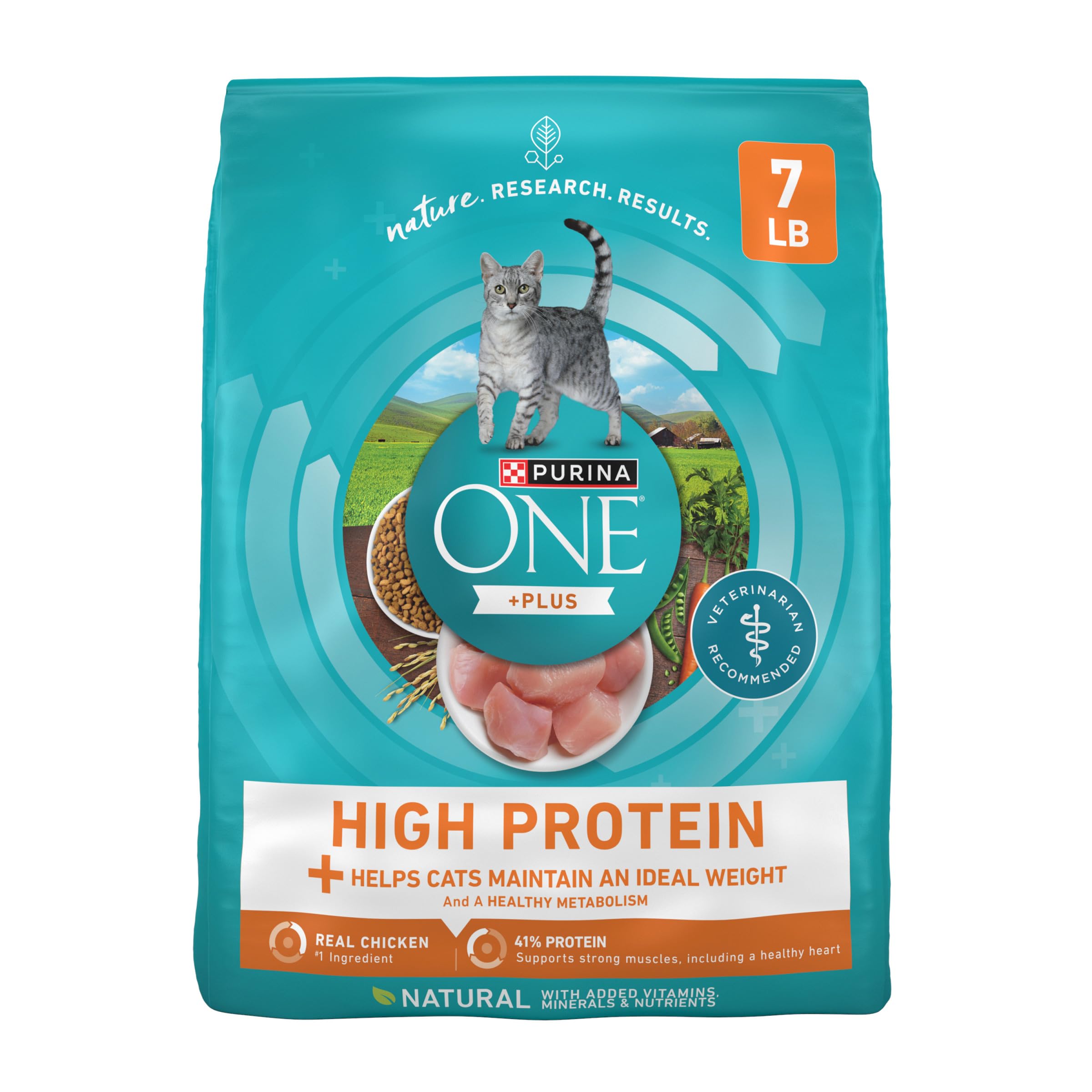 Purina ONE sac face avant montrant l'emballage et bénéfice contrôle du poids