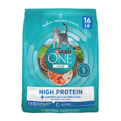 Purina ONE sac devanture montrant la formule saumon et poisson blanc bénéfice goût premium