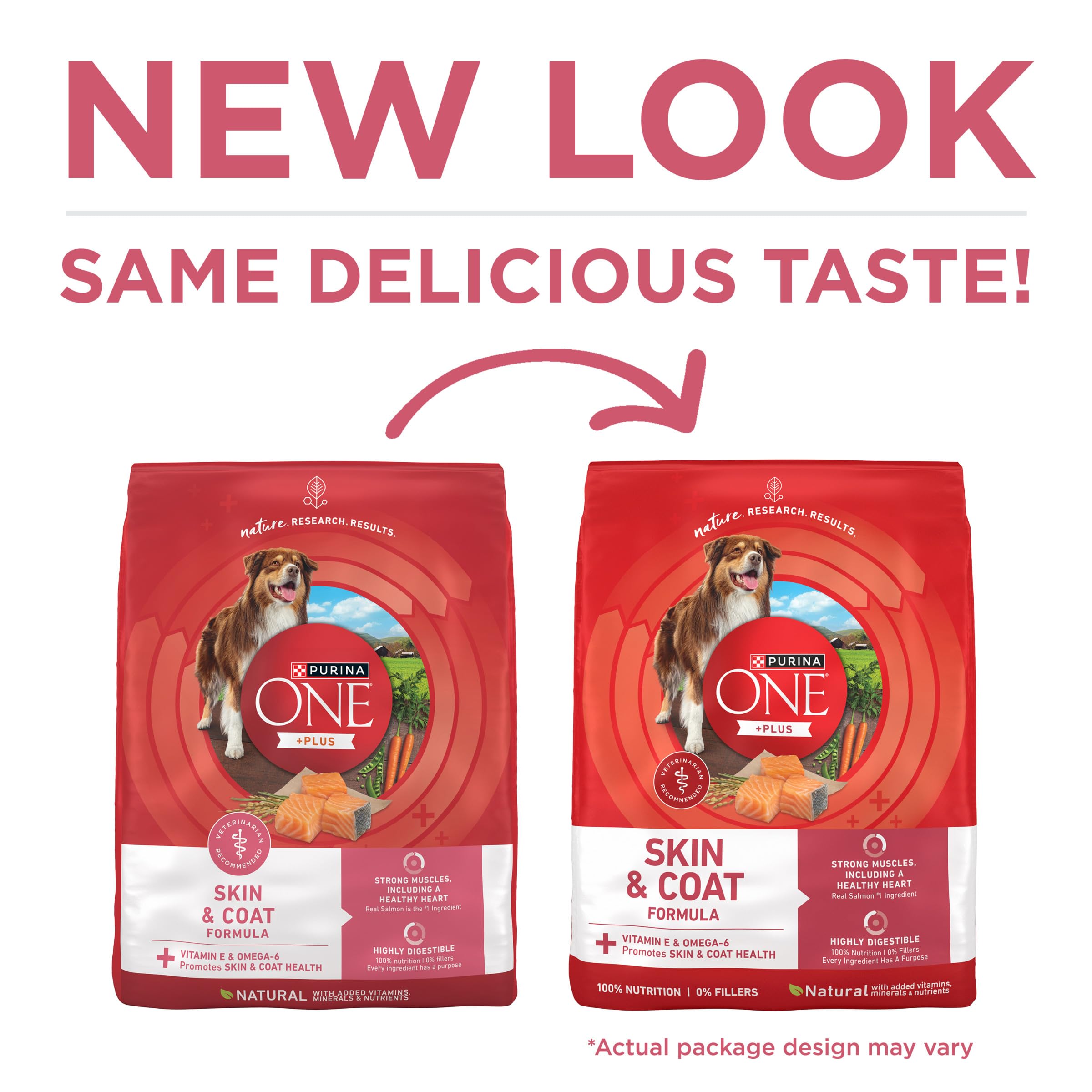 Purina ONE dos du sac avec informations nutritionnelles claires et rassurantes