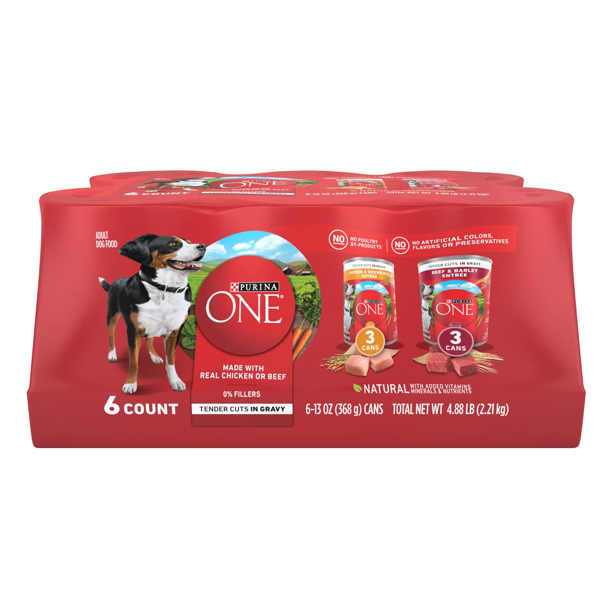 Purina ONE image du packaging avant montrant le pack varié et bénéfice appétence