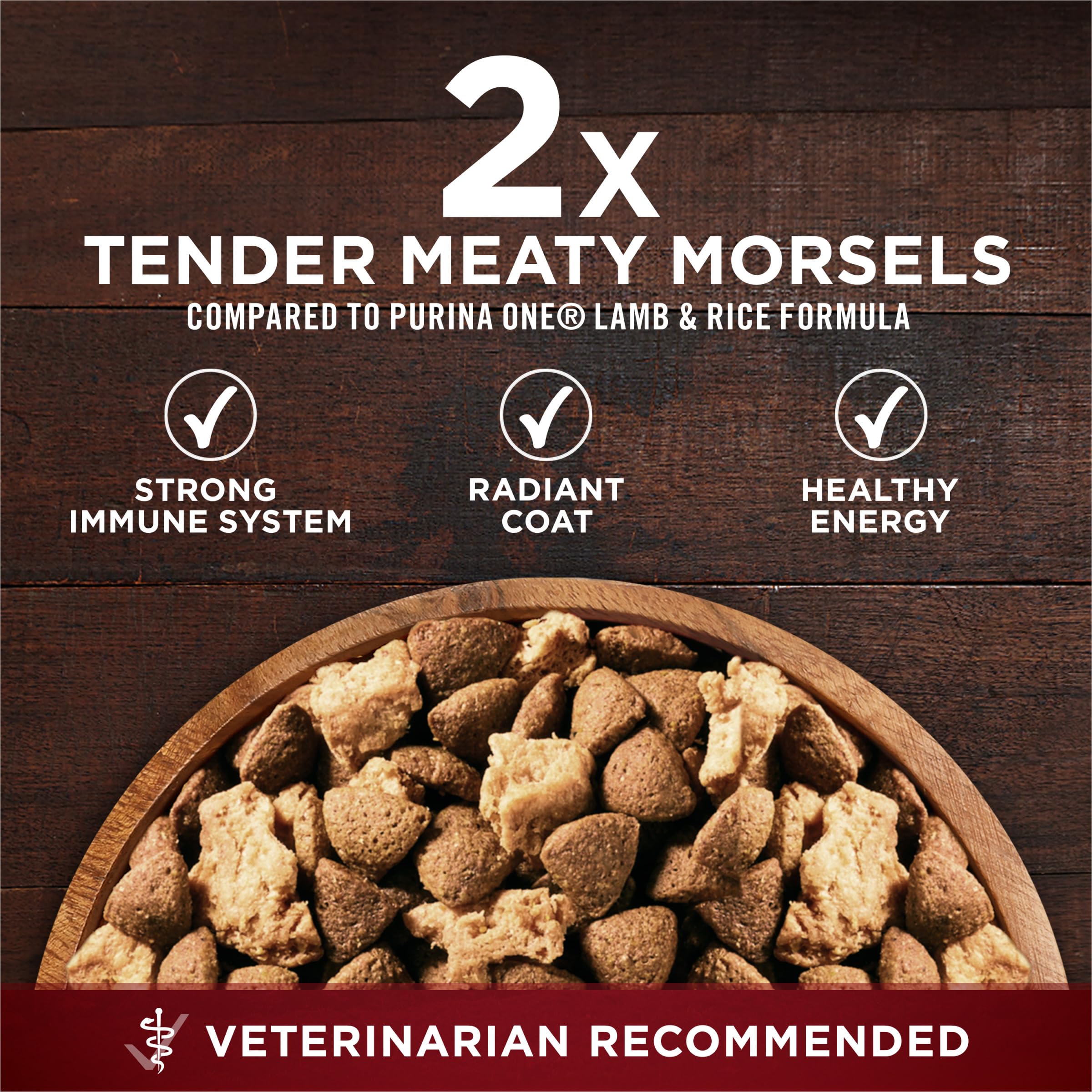 Purina ONE étiquette nutrition détaillée montrant 32% protéines et ingrédients clés