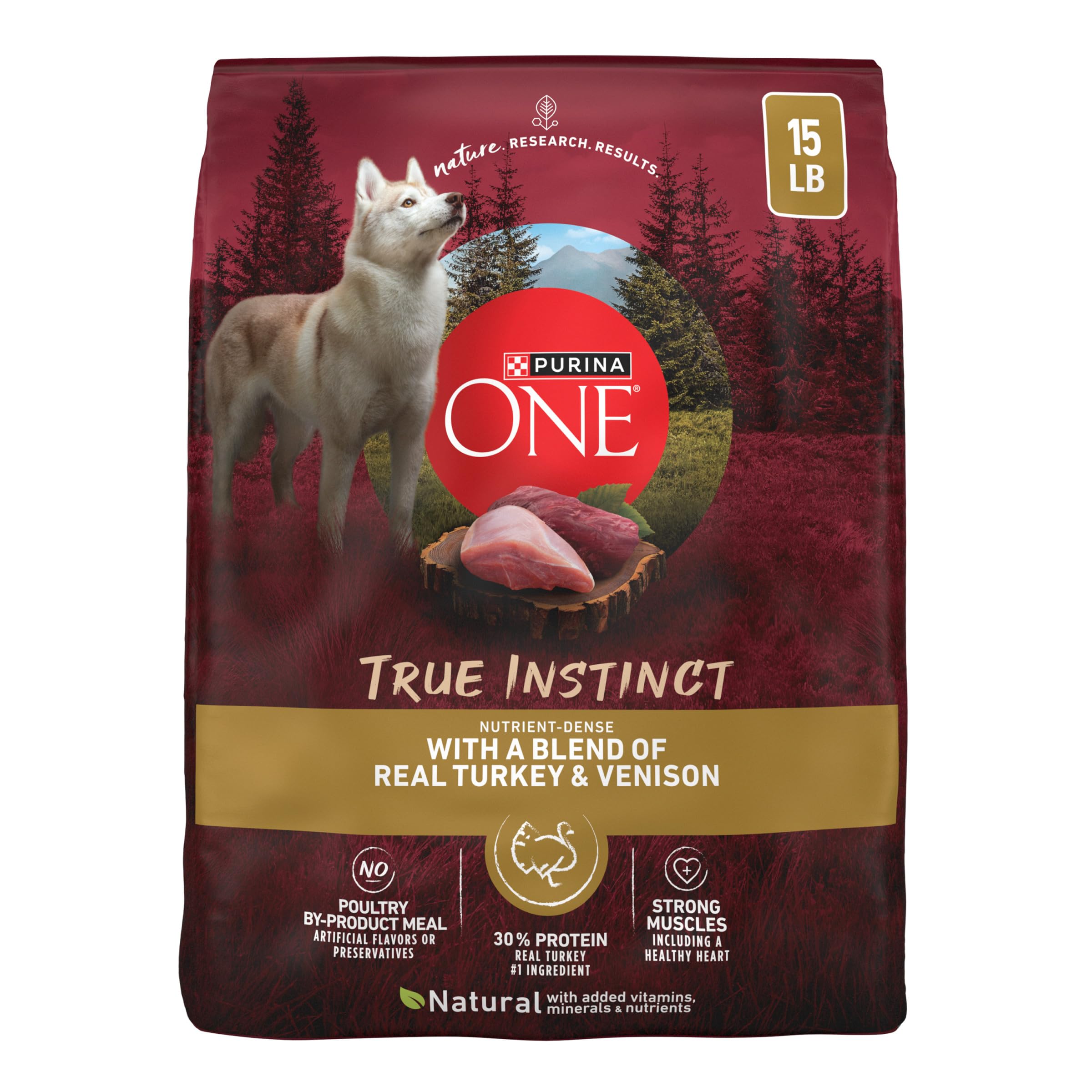 Purina ONE sac 15 lb face montrant l'emballage complet et la marque